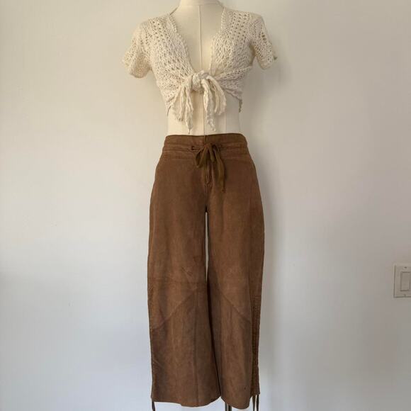 FREE PEOPLE SUEDE WIDE LEG CAPRIS - Picture 2 of 8